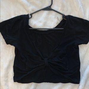 Black Crop Top with Bow Detail on Back